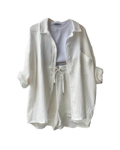 Maylee – Textured Button-Up Short Set