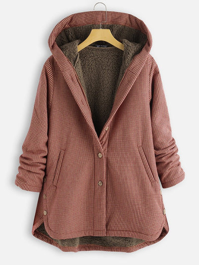 Jenny – Checked Hooded Fleece Coat