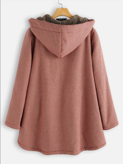 Jenny – Checked Hooded Fleece Coat