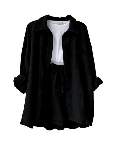 Maylee – Textured Button-Up Short Set