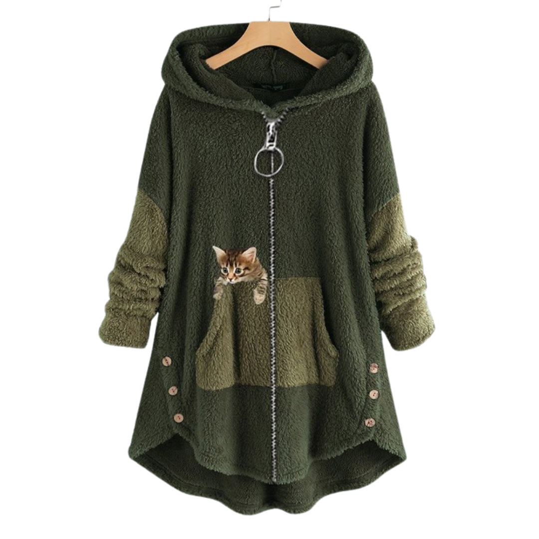 Milly – Zip-Up Cat Pocket Fleece Hoodie