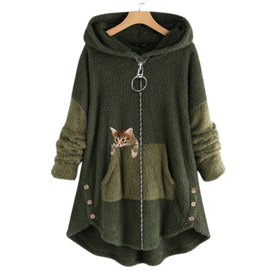 Milly – Zip-Up Cat Pocket Fleece Hoodie