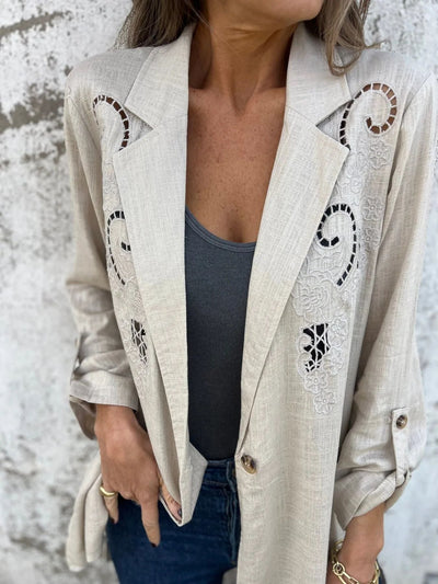 Sharon - Embroidered linen blazer