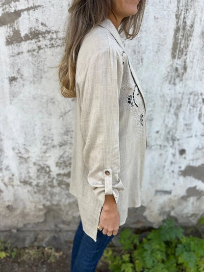 Sharon - Embroidered linen blazer