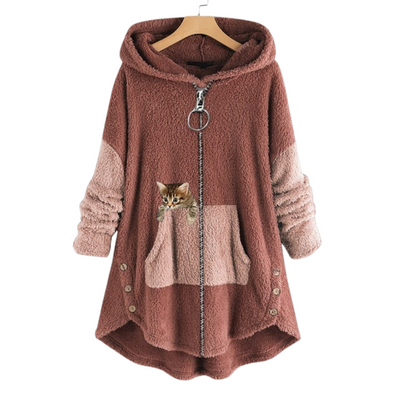 Milly – Zip-Up Cat Pocket Fleece Hoodie