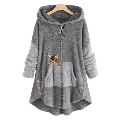 Milly – Zip-Up Cat Pocket Fleece Hoodie