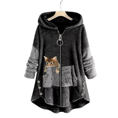 Milly – Zip-Up Cat Pocket Fleece Hoodie