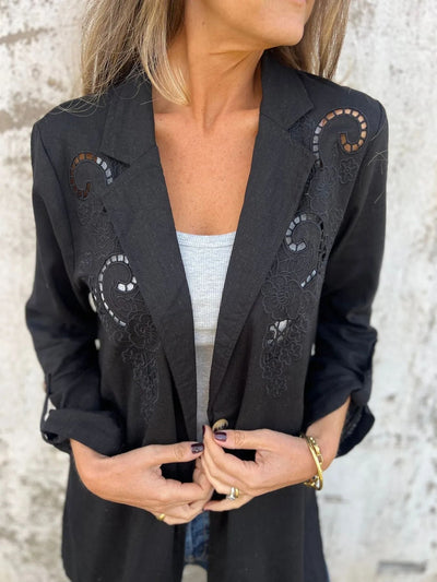 Sharon - Embroidered linen blazer