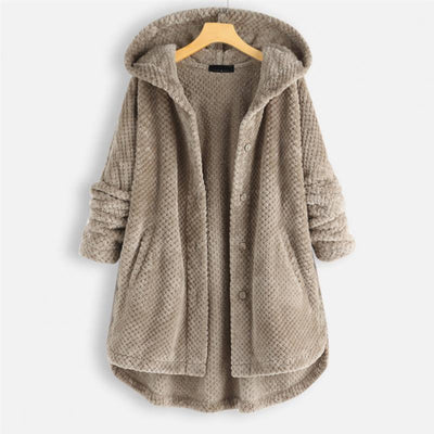 Elsa – Textured Hooded Button Coat