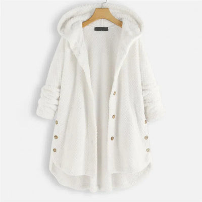 Elsa – Textured Hooded Button Coat