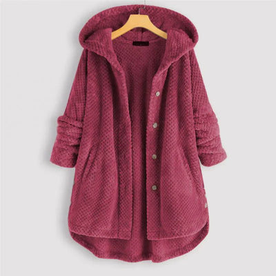 Elsa – Textured Hooded Button Coat