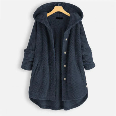 Elsa – Textured Hooded Button Coat