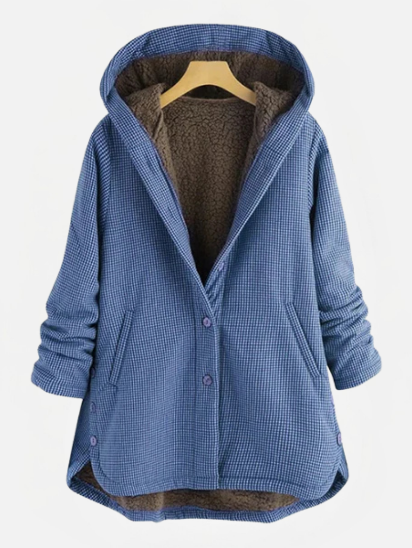 Jenny – Checked Hooded Fleece Coat