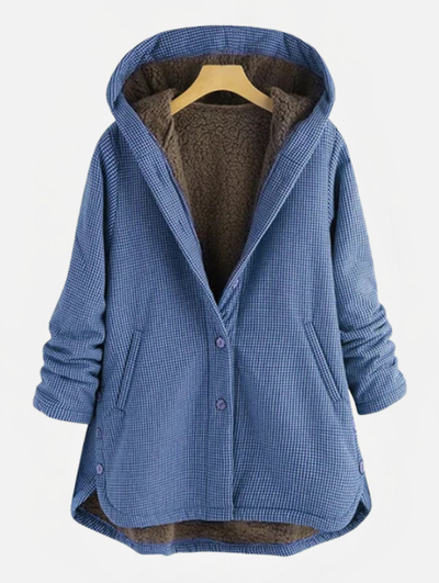 Jenny – Checked Hooded Fleece Coat