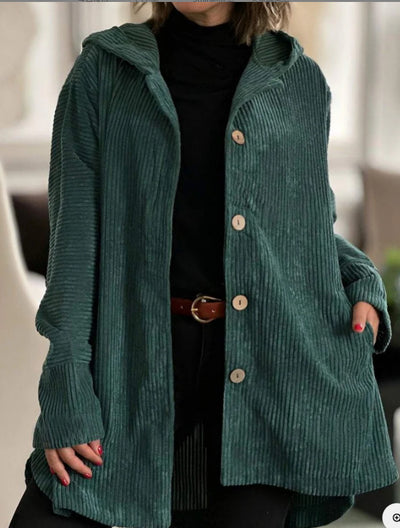 Laurel - Cozy Hooded Cord Coat