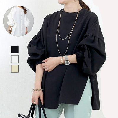 Eunice - Round Neck Slit Sleeve Shirt