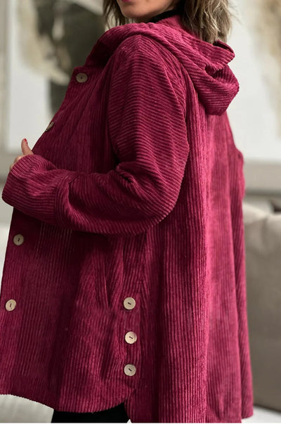 Laurel - Cozy Hooded Cord Coat