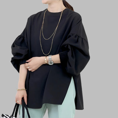 Eunice - Round Neck Slit Sleeve Shirt