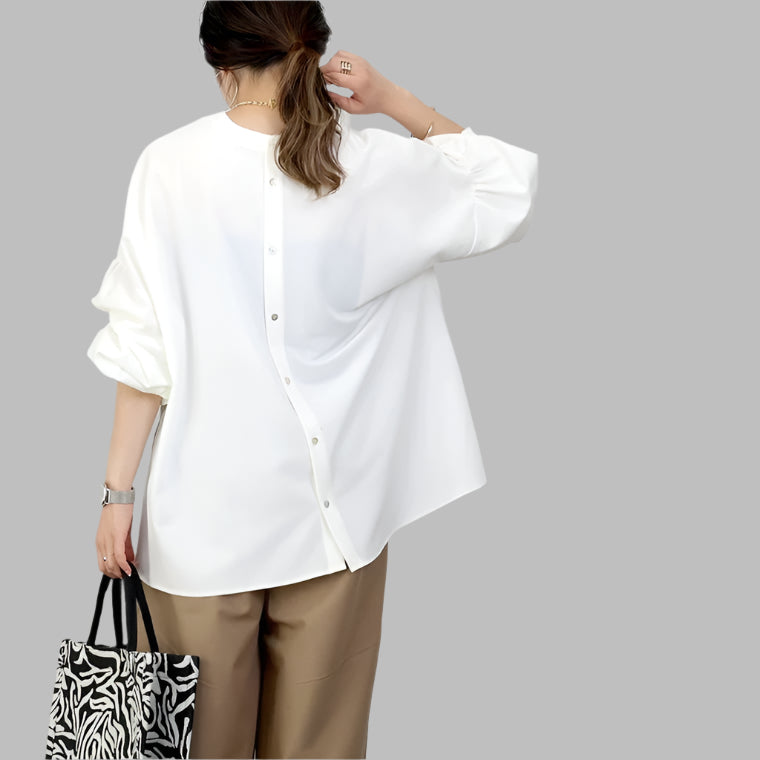 Eunice - Round Neck Slit Sleeve Shirt
