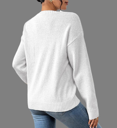 Carmel - Heart Embroidered Relaxed Knit