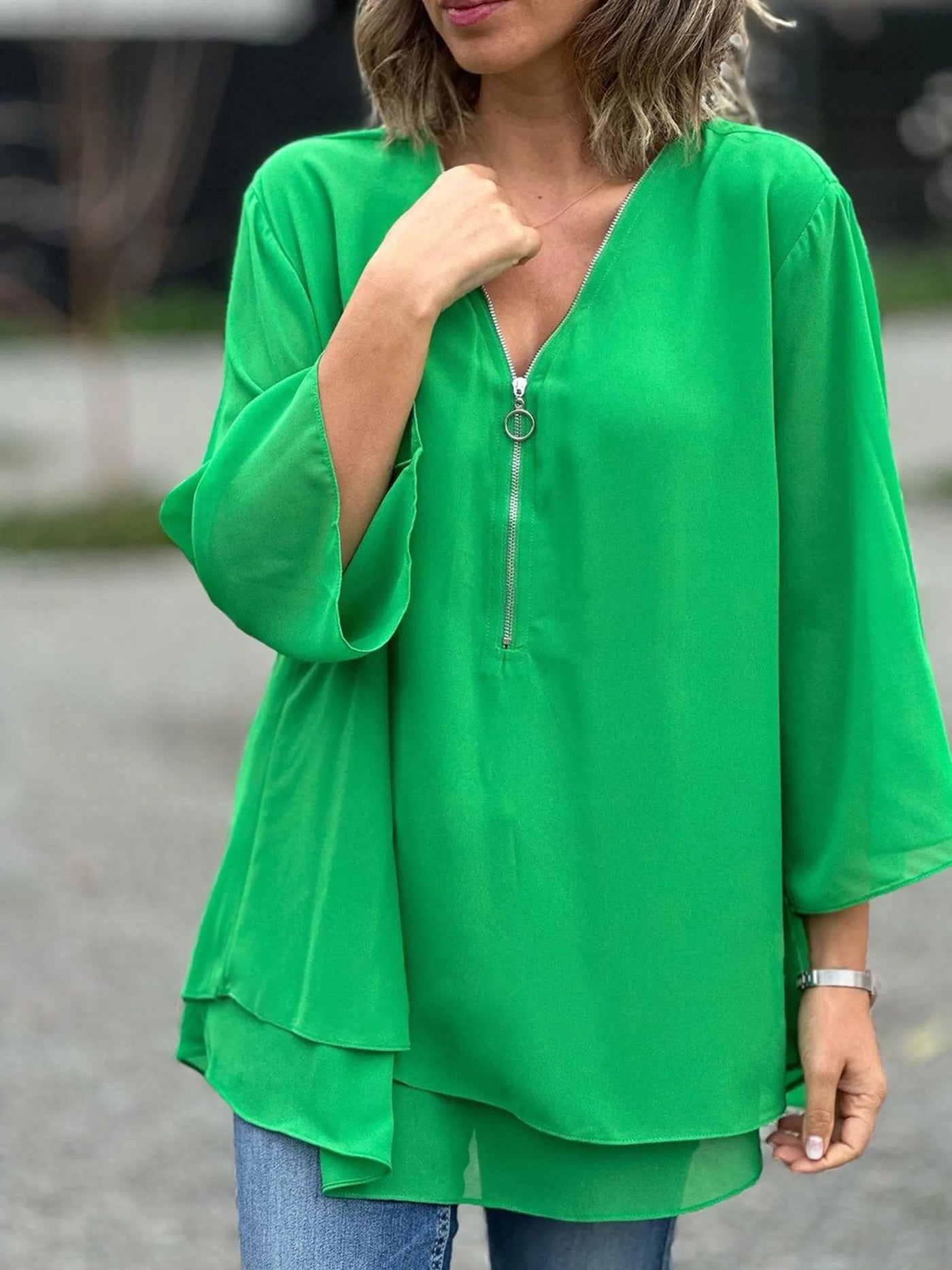 Colleen - Soft Flow Zip Blouse
