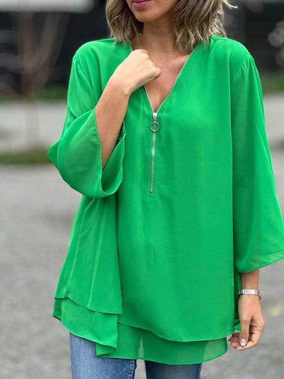 Colleen - Soft Flow Zip Blouse