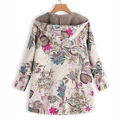 Rosie – Floral Fleece-Lined Hooded Coat