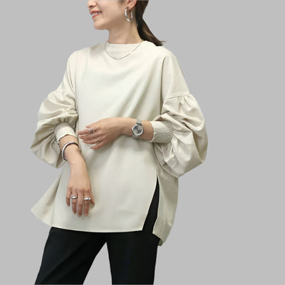 Eunice - Round Neck Slit Sleeve Shirt