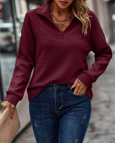 Therese - Textured Zip Collar Pullover