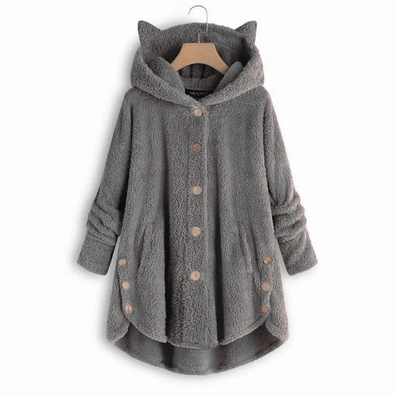 Luna – Cozy Fleece Button-Up Hoodie