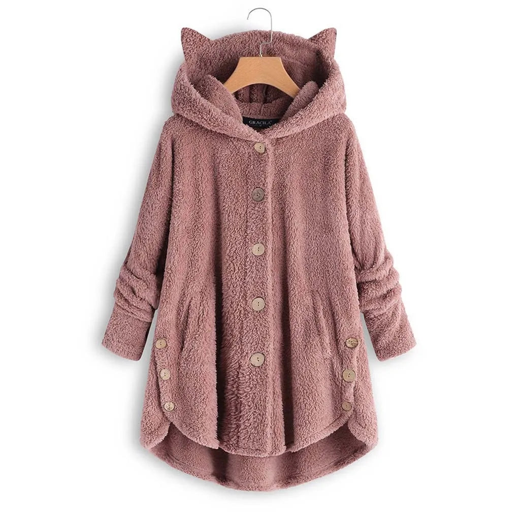 Luna – Cozy Fleece Button-Up Hoodie