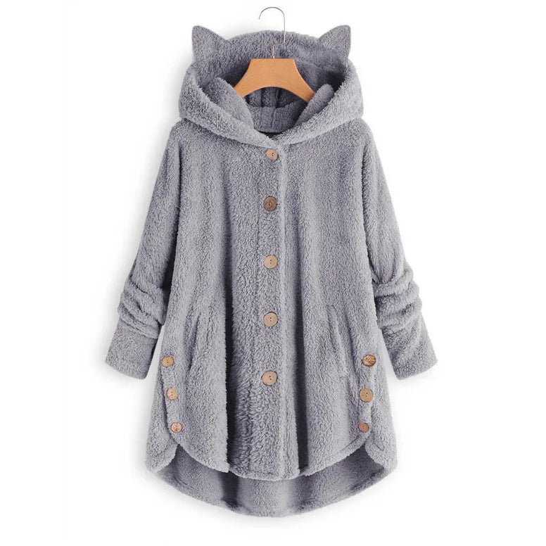 Luna – Cozy Fleece Button-Up Hoodie