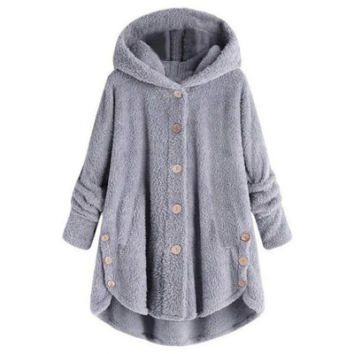 Elara – Plush Button-Up Hooded Coat