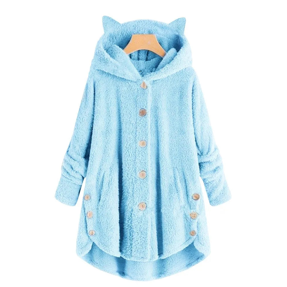 Luna – Cozy Fleece Button-Up Hoodie