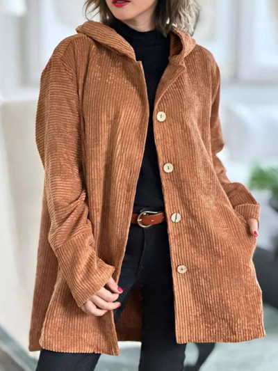 Laurel - Cozy Hooded Cord Coat