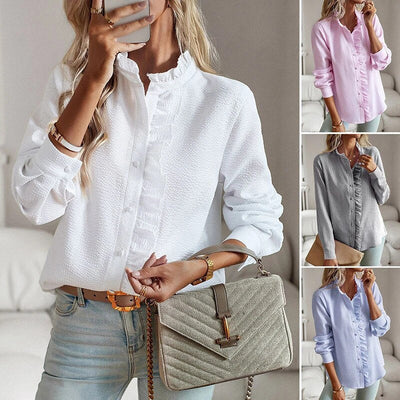 SHANNON – Ruffled Button-Up Blouse