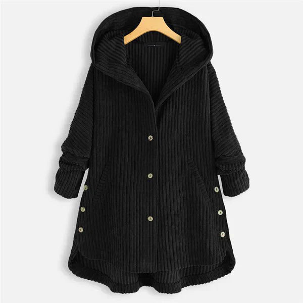 Mavis - Stylish Hooded Ribbed Coat