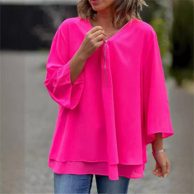 Colleen - Soft Flow Zip Blouse