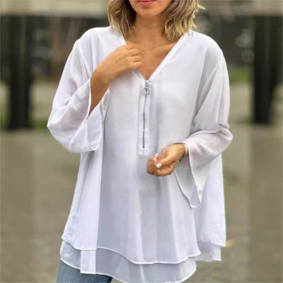 Colleen - Soft Flow Zip Blouse