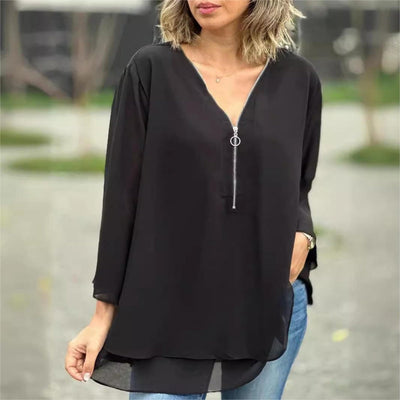 Colleen - Soft Flow Zip Blouse