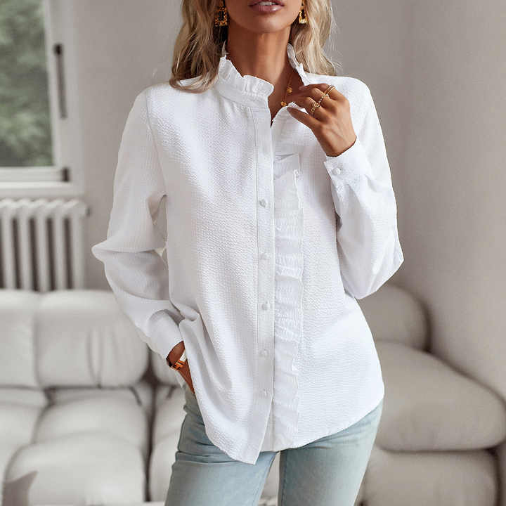 SHANNON – Ruffled Button-Up Blouse